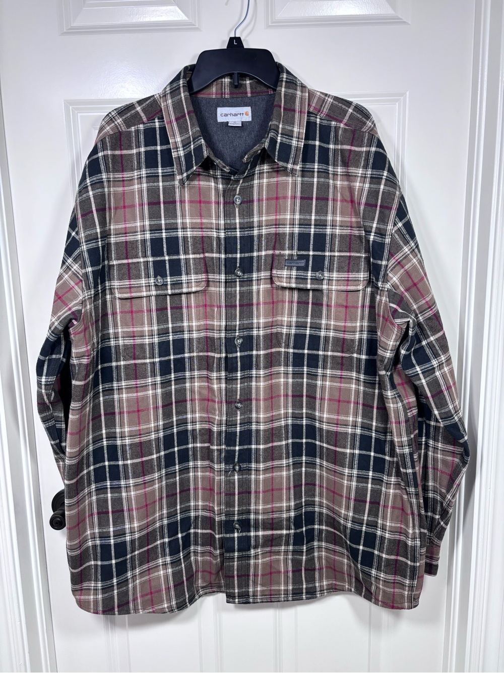 Carhartt Thermal Lined Heavyweight Plaid Flannel Shirt Men’s XL Brown